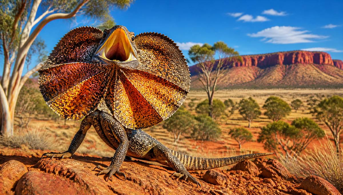 Frill-Necked Lizard: The Dramatic Display of Australias Outback