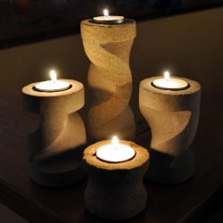 Carved sandstone candle holders